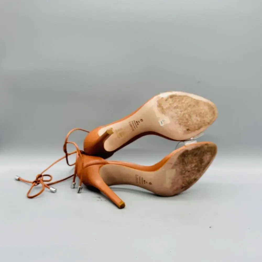 Schutz Shoes Womens 8.5 Brown Leather Strappy Lace Up Josseana Stiletto Heels